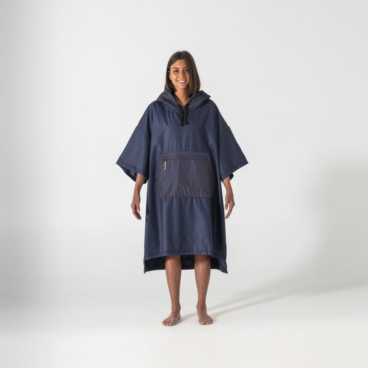 VOITED Micro Fleece Poncho - Ocean Navy/Ethno