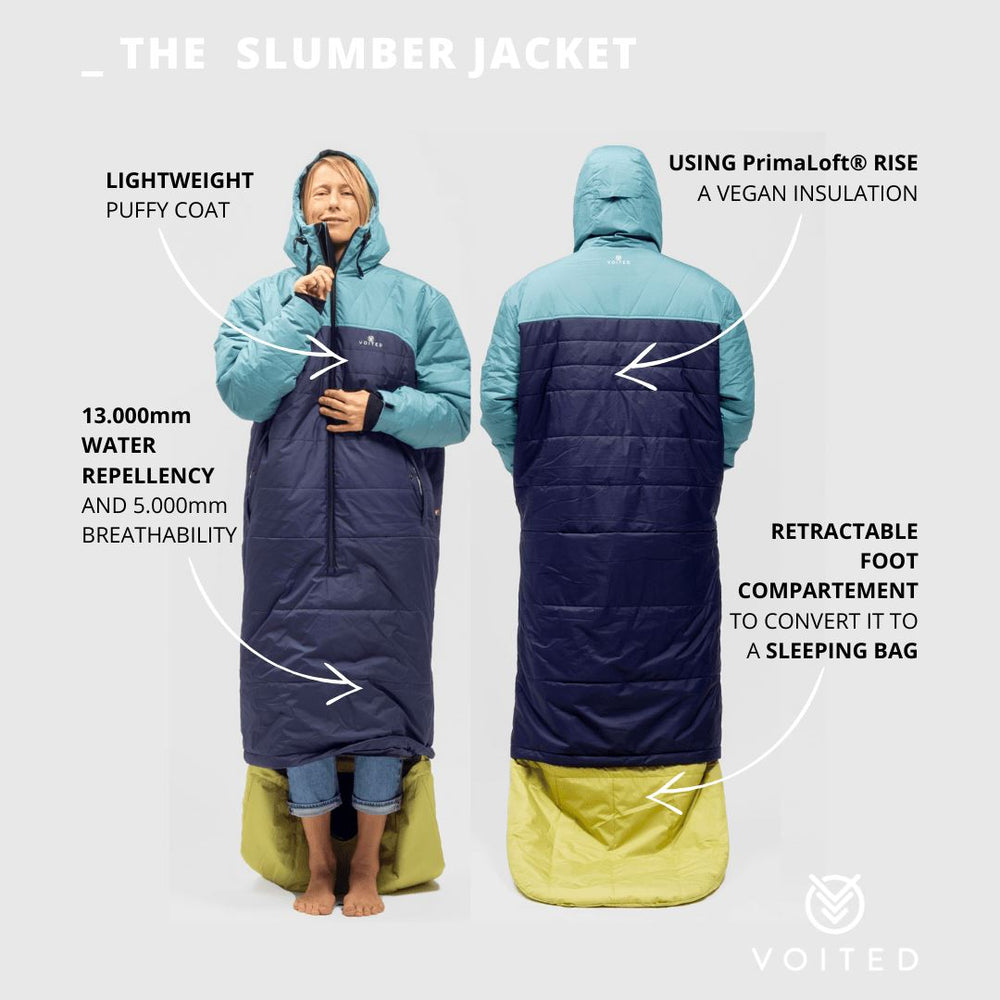 VOITED Premium Slumber Jacket for Camping, Vanlife & Indoor - Cardinal / Navy / Black