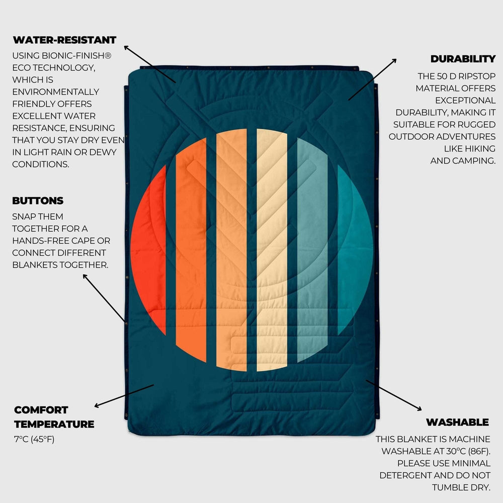 VOITED CloudTouch® Indoor/Outdoor Camping Blanket - Sunset Stripes