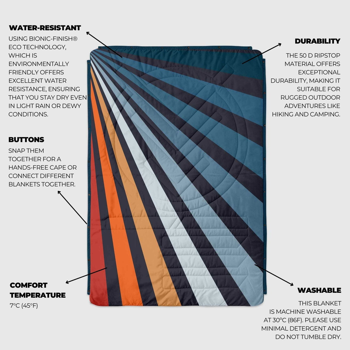 VOITED CloudTouch® Indoor/Outdoor Camping Blanket - Vibes