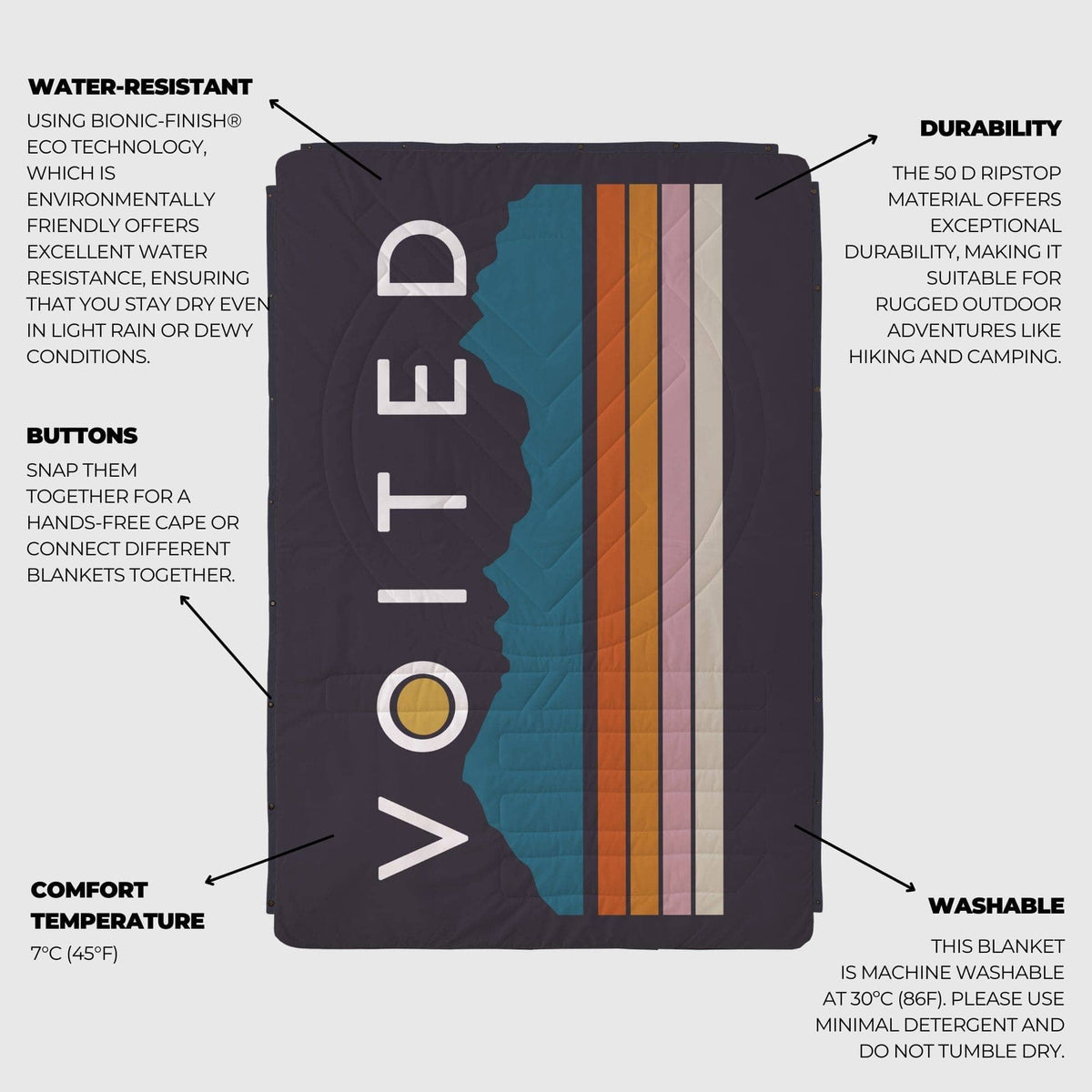 VOITED CloudTouch® Indoor/Outdoor Camping Blanket - Peaks