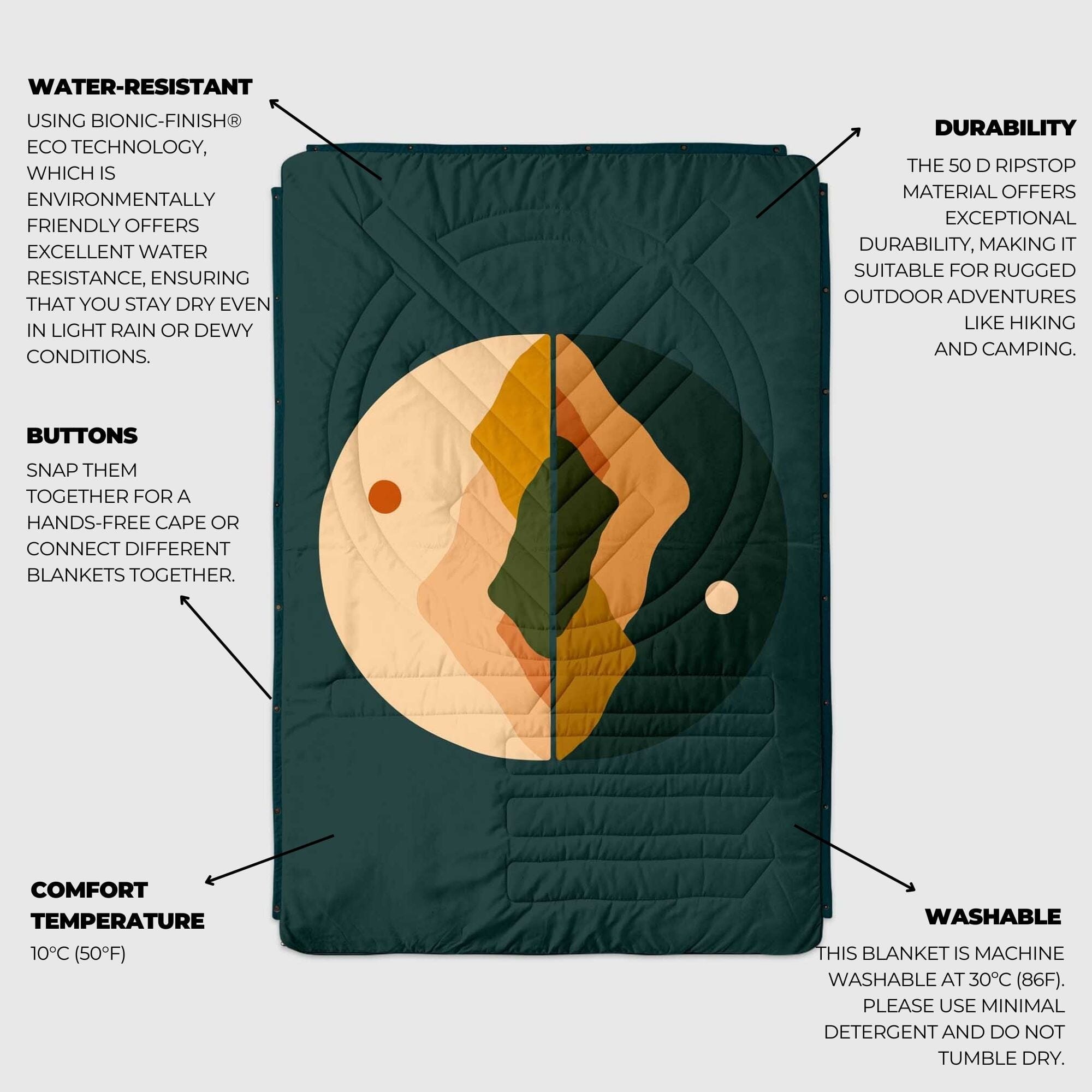 VOITED Multi-Functional Outdoor Fleece Blanket Pillow - Day