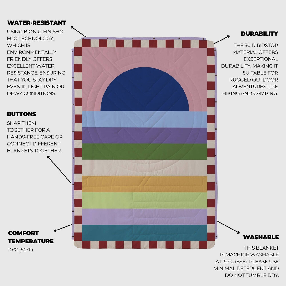 VOITED Fleece Outdoor Camping Blanket - Moon River