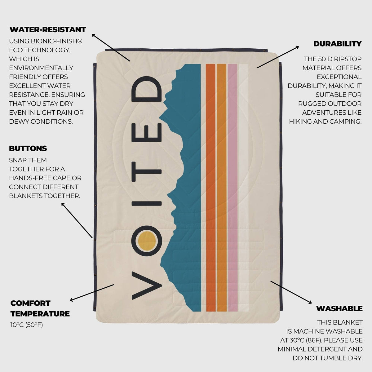 VOITED Fleece Outdoor Camping Blanket - Snowy Peak