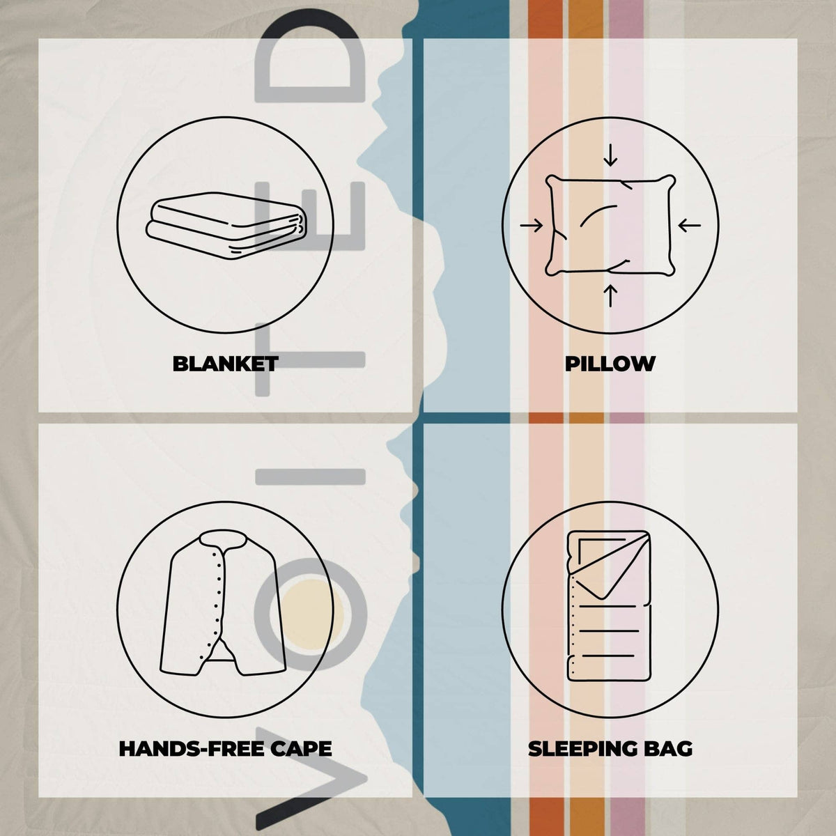 VOITED Fleece Outdoor Camping Blanket - Snowy Peak