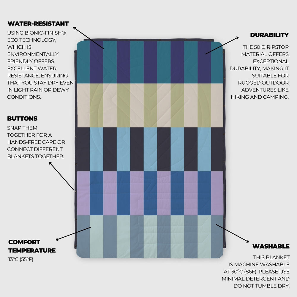 VOITED Recycled Ripstop Outdoor Camping Blanket - Azure