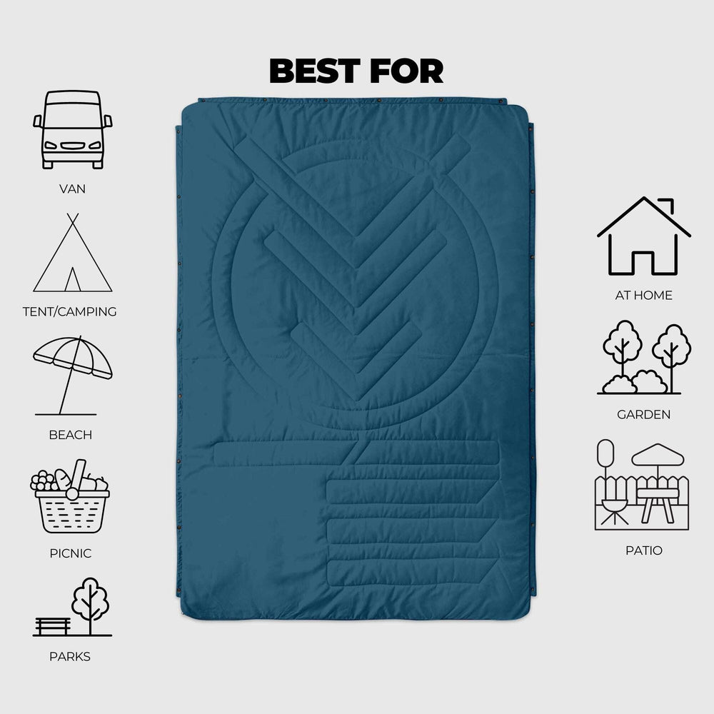 VOITED Recycled Ripstop Outdoor Camping Blanket - Blue Steel / Graphite