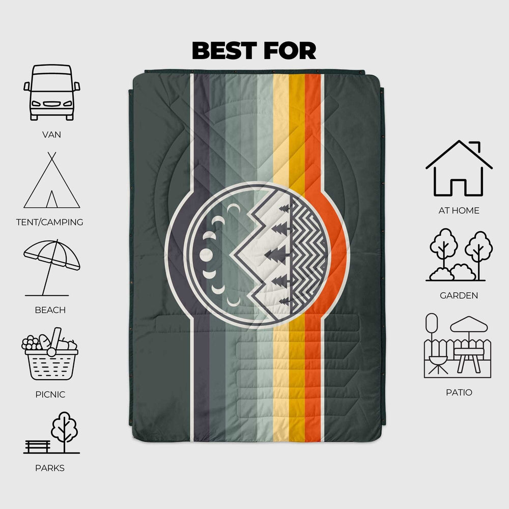 VOITED Recycled Ripstop Outdoor Camping Blanket - Camp Vibes / Greengabel