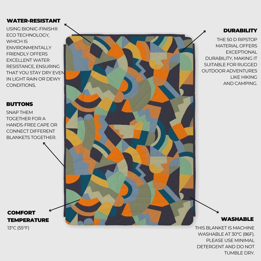 VOITED Recycled Ripstop Outdoor Camping Blanket - Farmers Market/Graphite