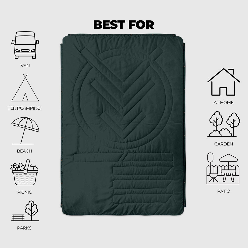 VOITED Recycled Ripstop Outdoor Camping Blanket - Green Gabels / Dusty Sand