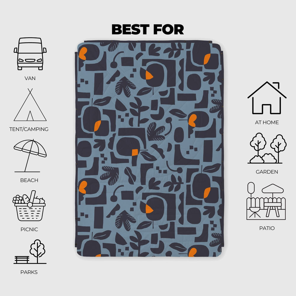 VOITED Recycled Ripstop Outdoor Camping Blanket - Lush Garden/Graphite
