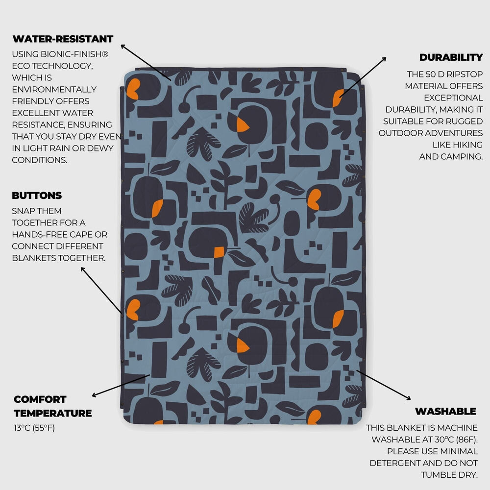 VOITED Recycled Ripstop Outdoor Camping Blanket - Lush Garden/Graphite
