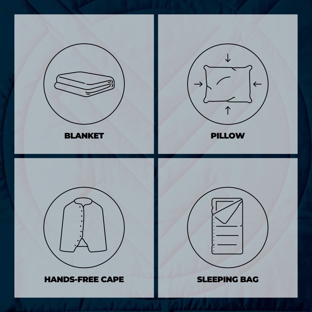 VOITED Recycled Ripstop Outdoor Camping Blanket - Ocean Navy/Cameo Green