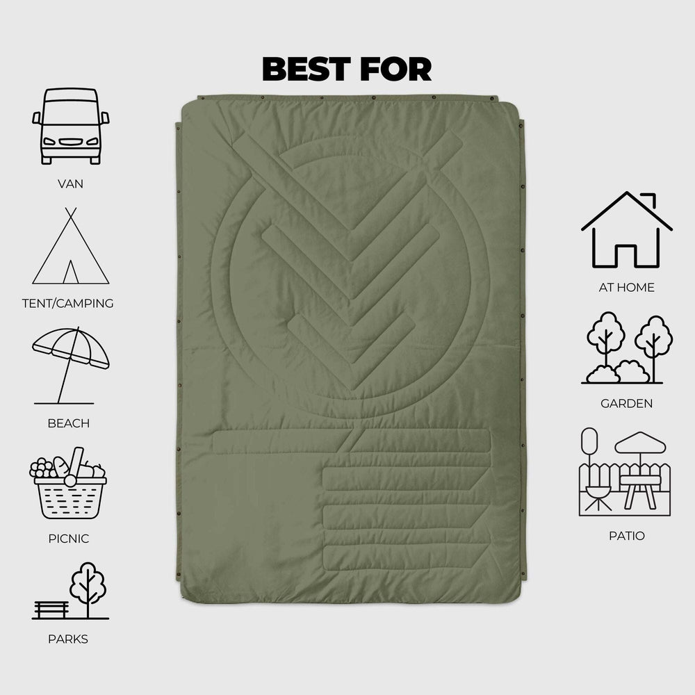 VOITED Recycled Ripstop Outdoor Camping Blanket - Olive/Mountain Spring