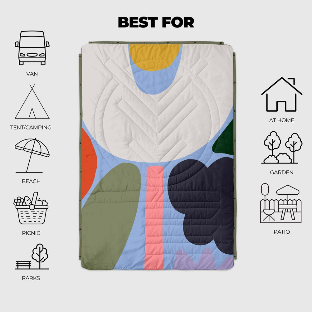 VOITED Recycled Ripstop Outdoor Camping Blanket - Playtime/Olive
