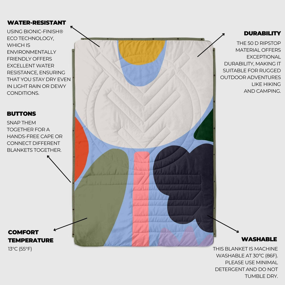 VOITED Recycled Ripstop Outdoor Camping Blanket - Playtime/Olive