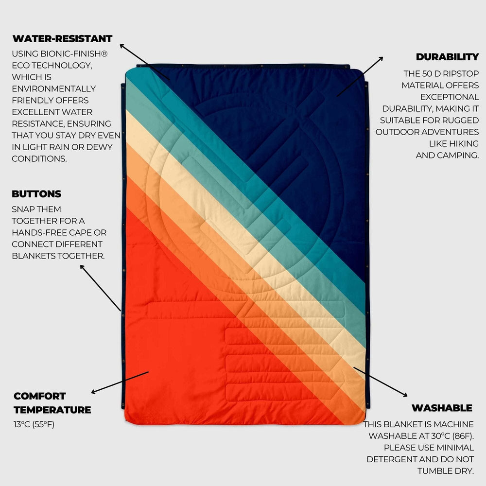 VOITED Recycled Ripstop Outdoor Camping Blanket - Rainbow