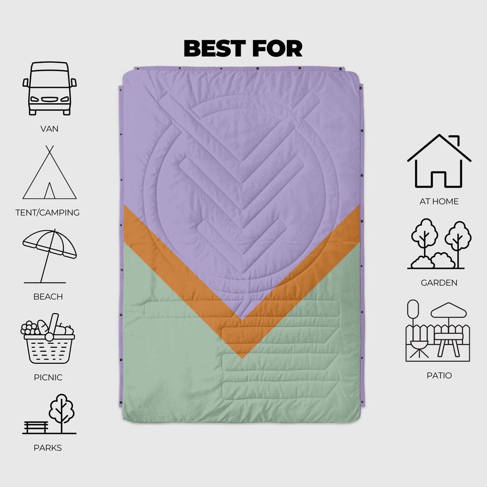 VOITED Recycled Ripstop Outdoor Camping Blanket - Spring Break/Digital Lavender