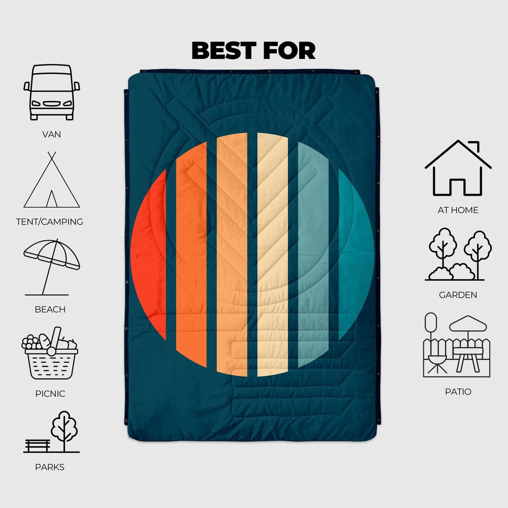 VOITED Recycled Ripstop Outdoor Camping Blanket - Sunset Stripes