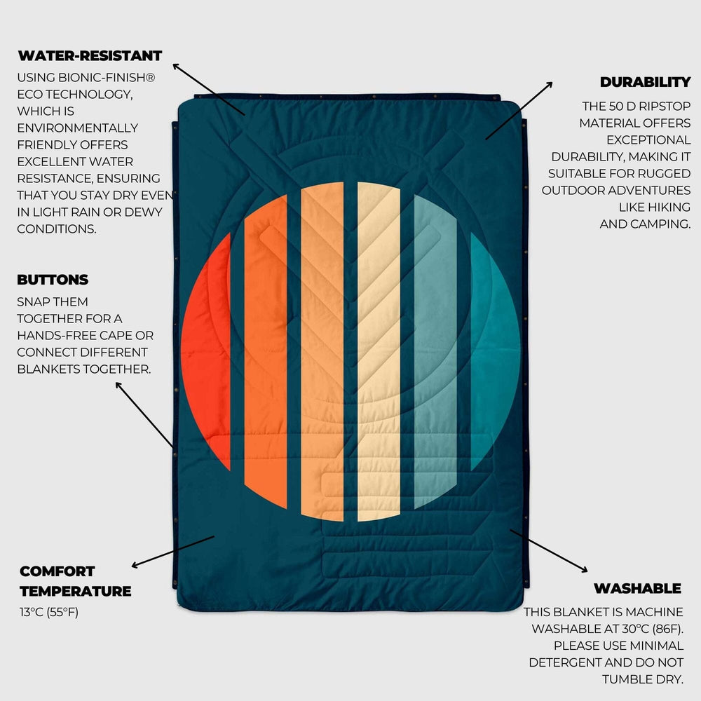 VOITED Recycled Ripstop Outdoor Camping Blanket - Sunset Stripes