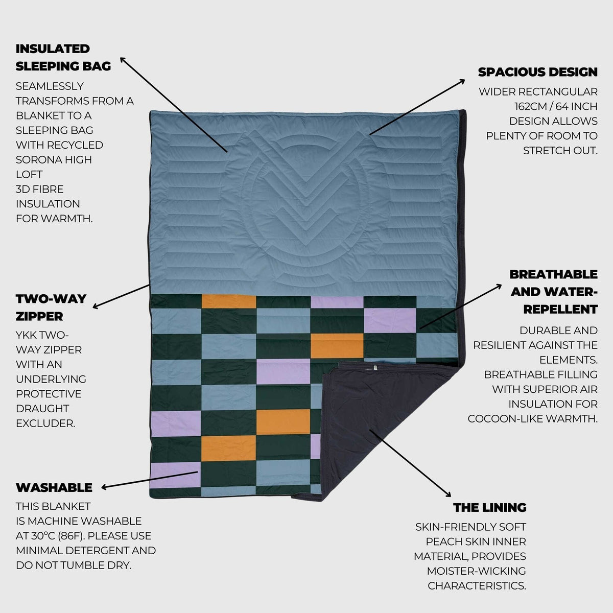 VOITED Slumber Zip Sack Blanket - Cheeckers