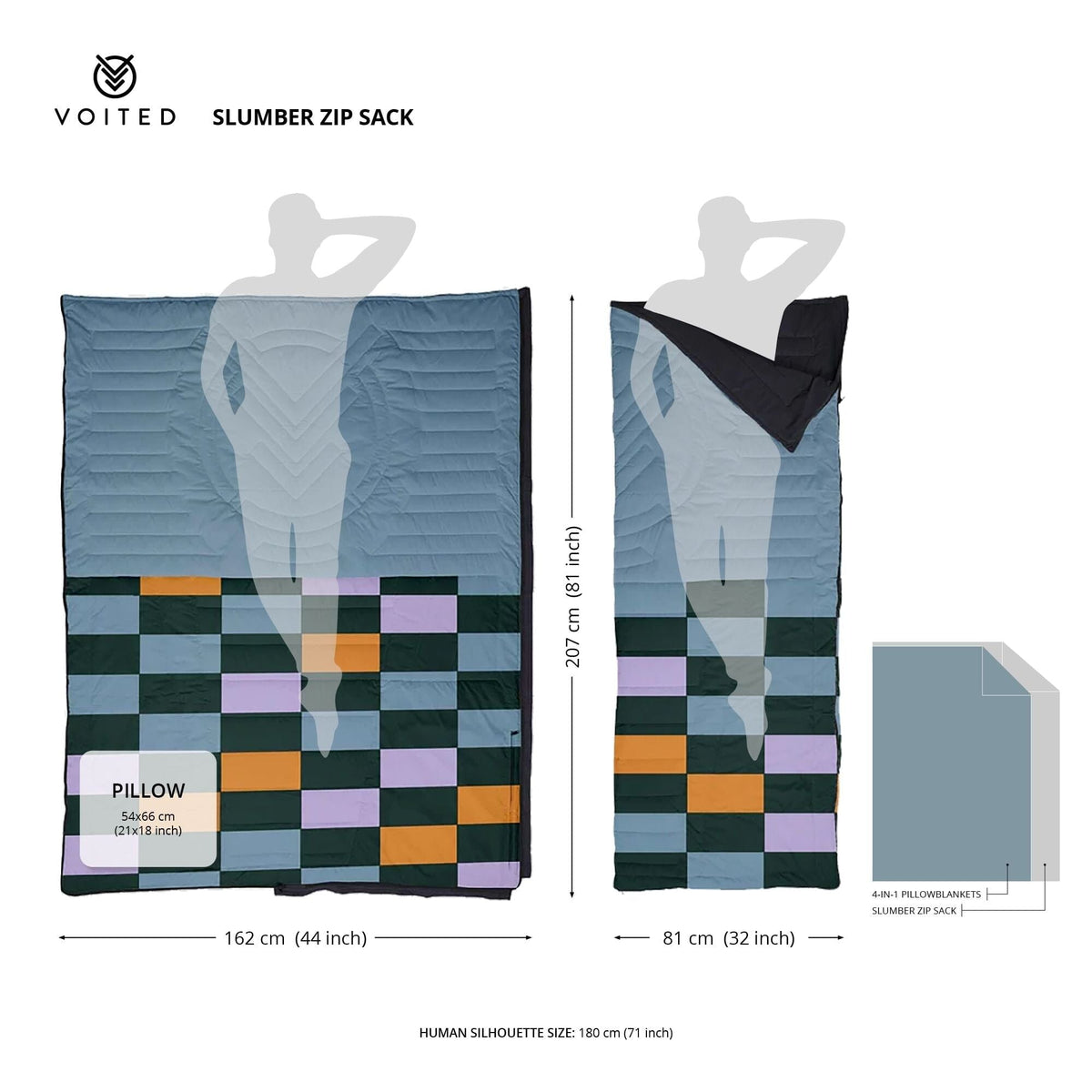 VOITED Slumber Zip Sack Blanket - Cheeckers