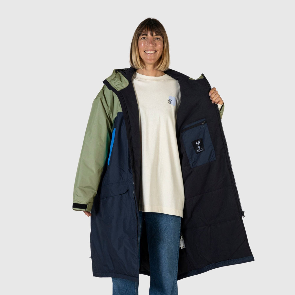 VOITED 3rd Edition Outdoor Changing Robe & Drycoat for Surfing, Camping, Vanlife & Wild Swimming - Ocean Navy/Olive