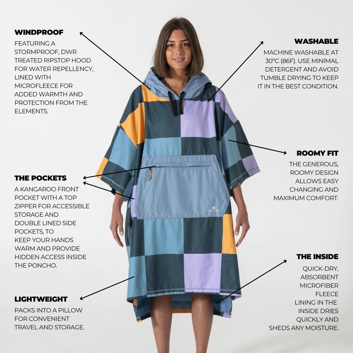 VOITED Micro Fleece Poncho - Cheeckers