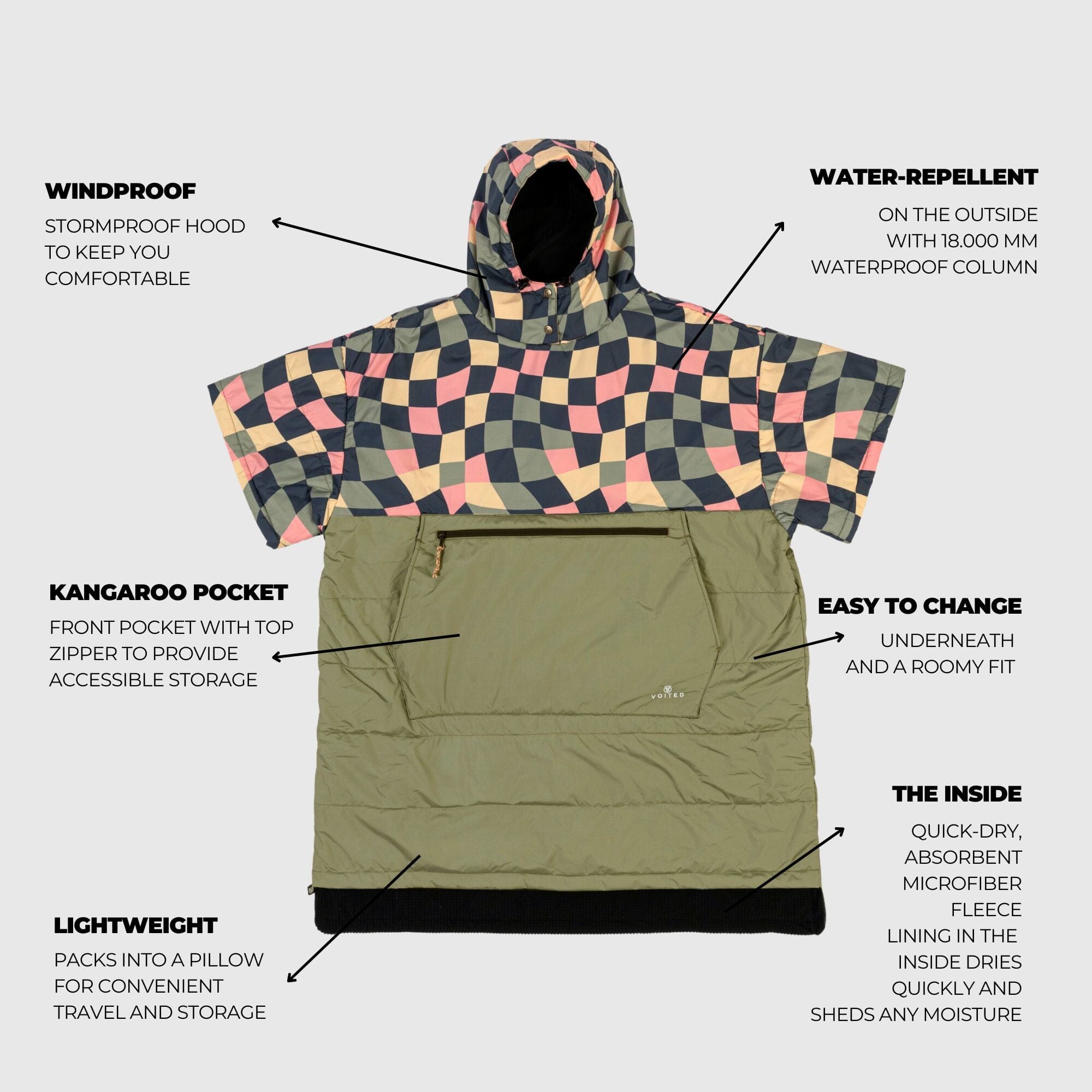 VOITED 3rd Edition Outdoor Poncho - Wavecheck | Water-resistant