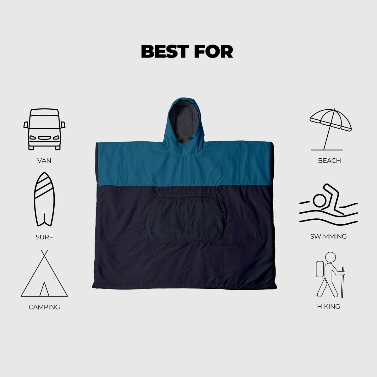 VOITED Trooper Outdoor Premium Poncho-Blanket - Blue Steel / Graphite