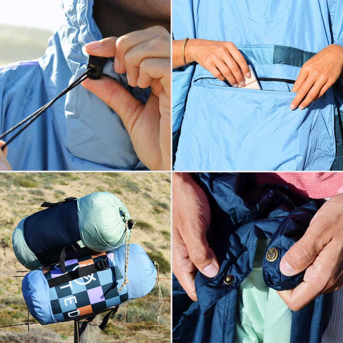 VOITED Trooper Outdoor Premium Poncho-Blanket - Blue Steel / Graphite