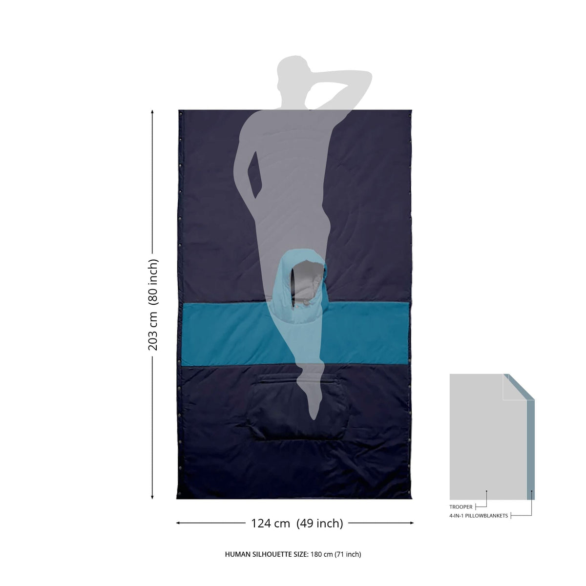 VOITED Trooper Outdoor Premium Poncho-Blanket - Blue Steel / Graphite