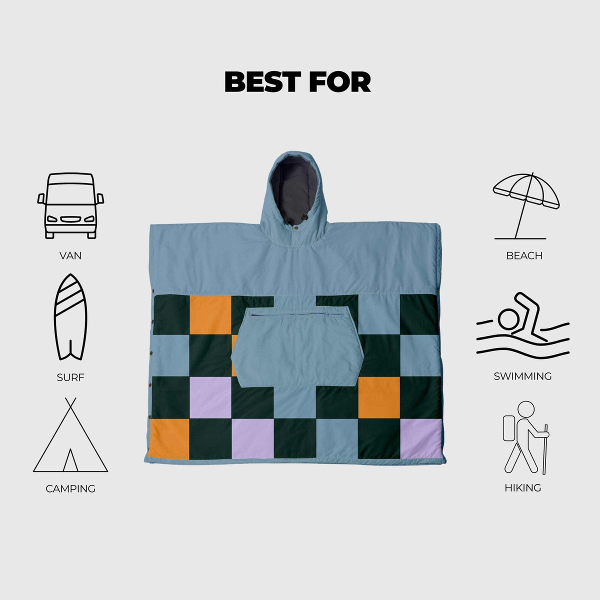 VOITED Trooper Outdoor Premium Poncho-Blanket - Cheeckers