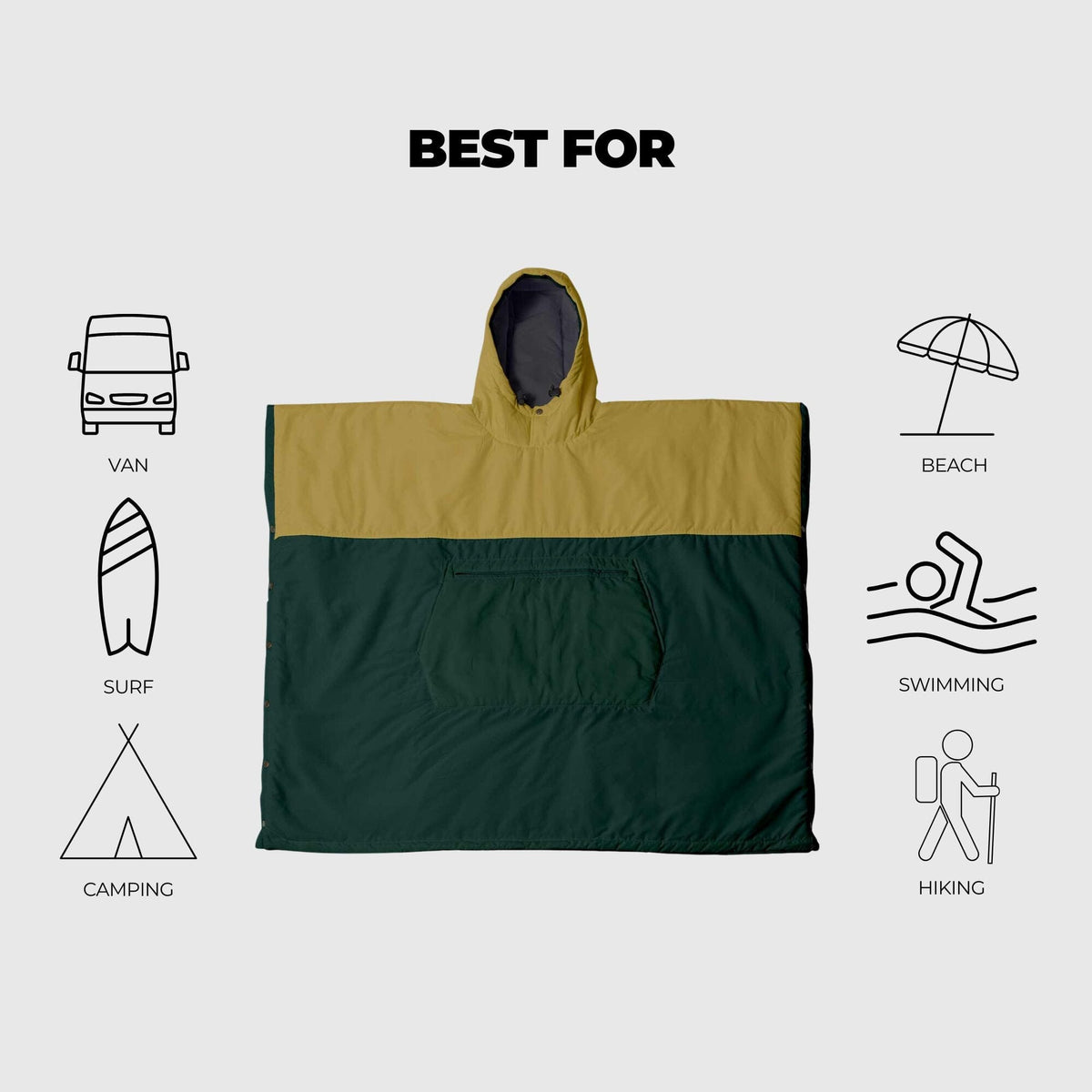 VOITED Trooper Outdoor Premium Poncho-Blanket - Green Gabels / Dusty Sand