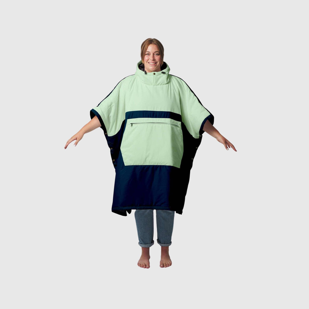 VOITED Trooper Outdoor Premium Poncho-Blanket - Ocean Navy/Cameo Green