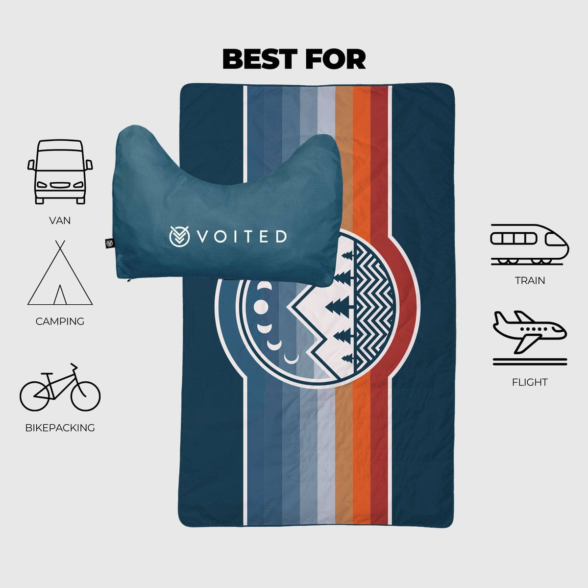 VOITED NeckPack Travel Pillow Blanket - Camp Vibes Two