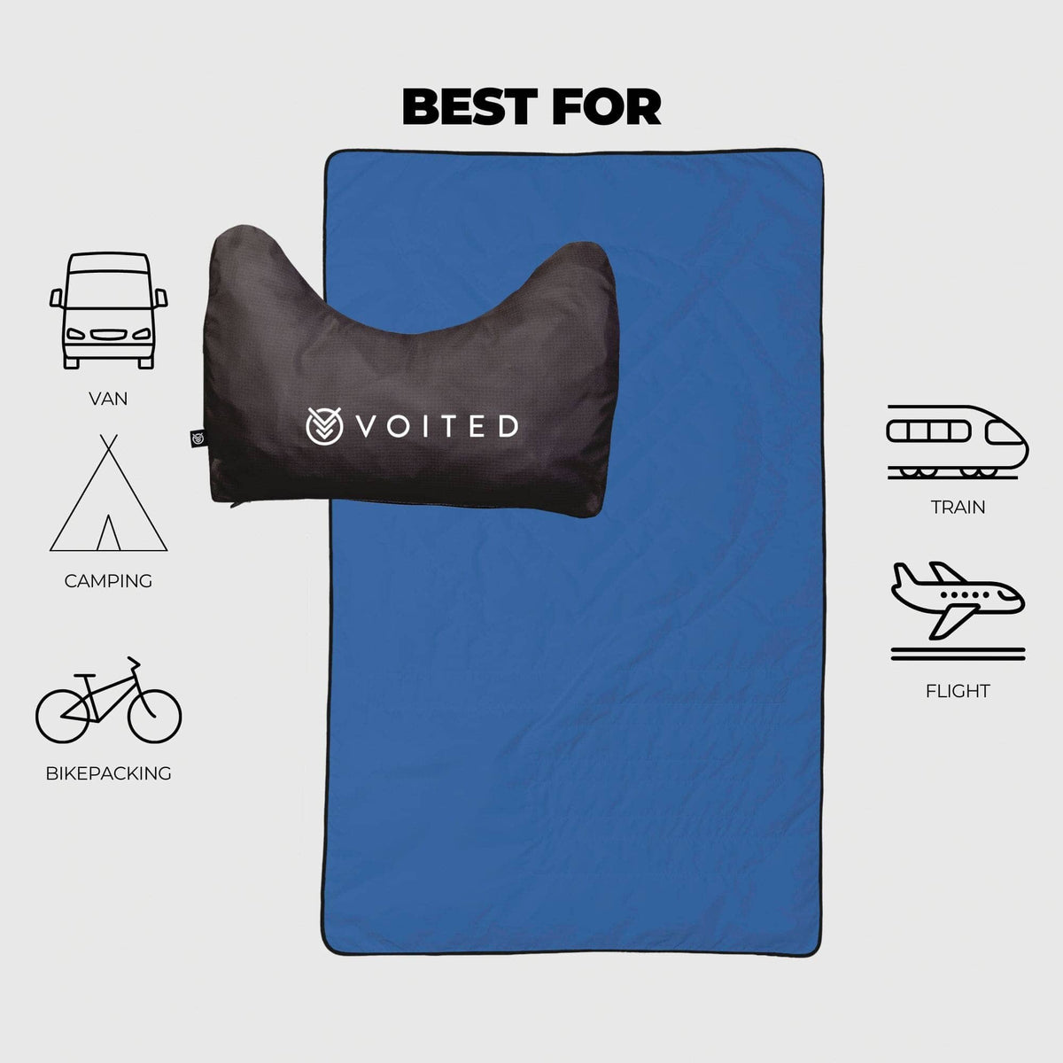 VOITED NeckPack Travel Pillow Blanket - Waterfall