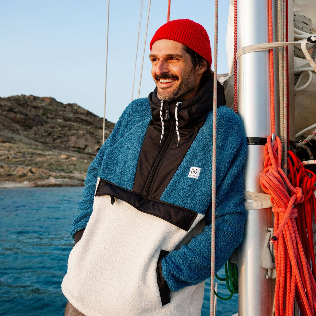 VOITED Sherpa Fleece Hoodie - Blue Steel