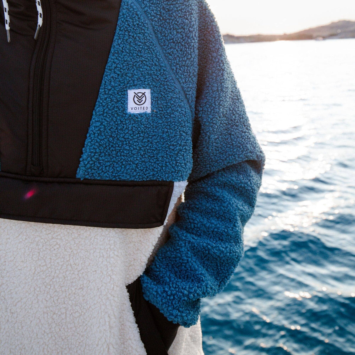 VOITED Sherpa Fleece Hoodie - Blue Steel