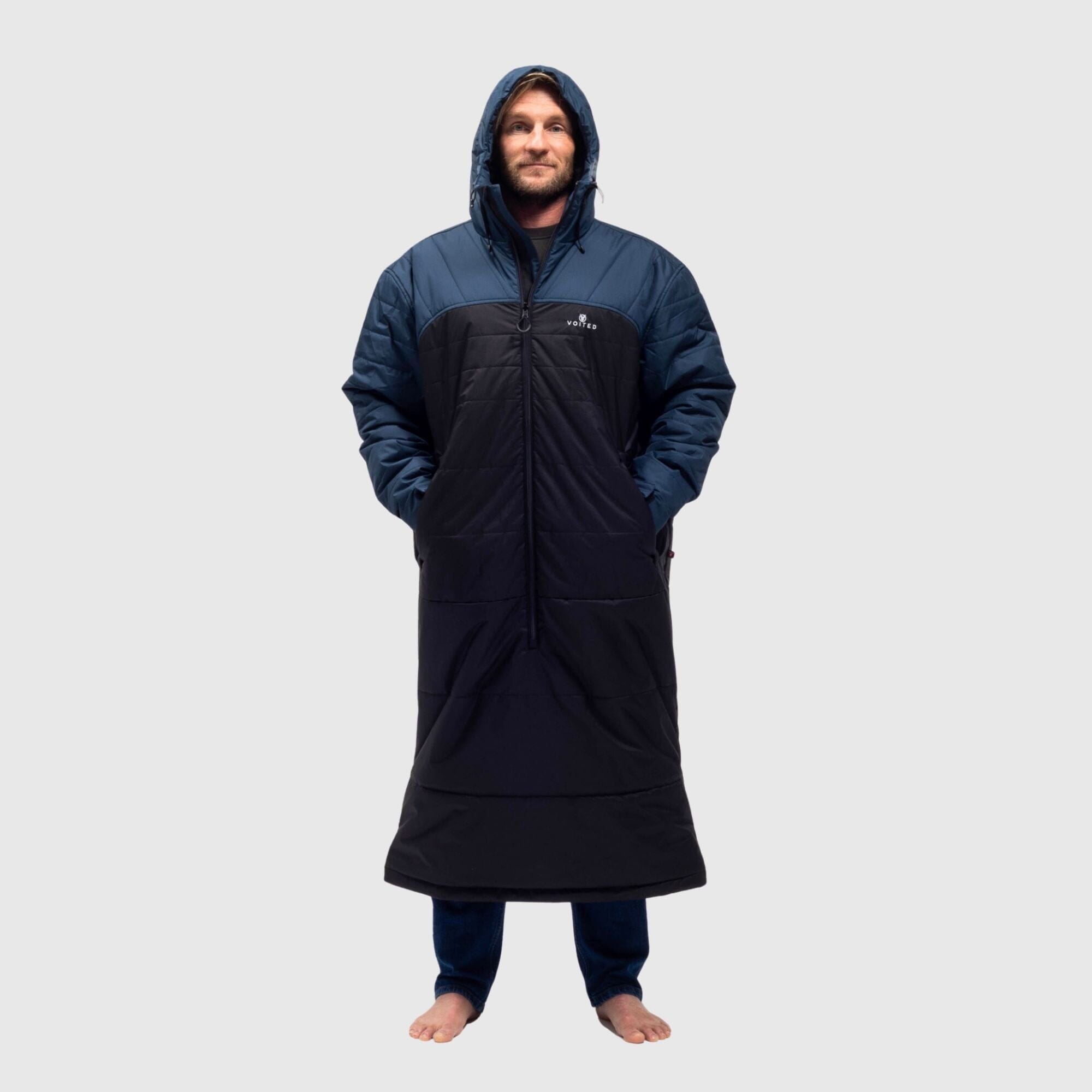 VOITED Wearable Blanket Coat & Sleeping Bag in One - Navy / Black