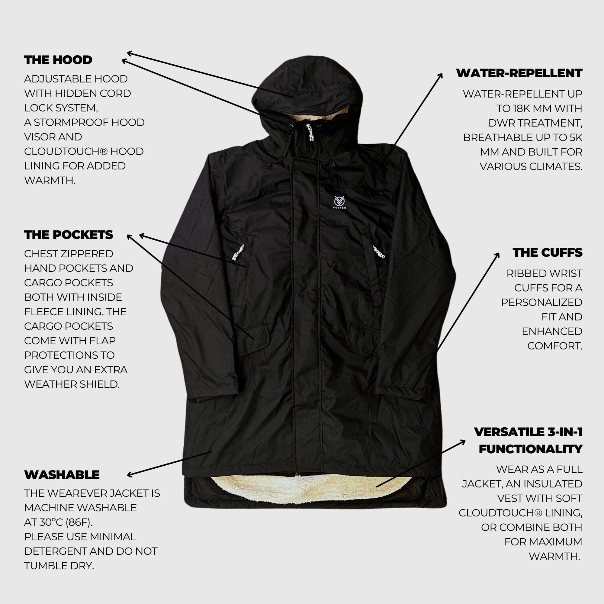 VOITED 3-in-1 Wearever Jacket | Versatile & Weatherproof Outerwear
