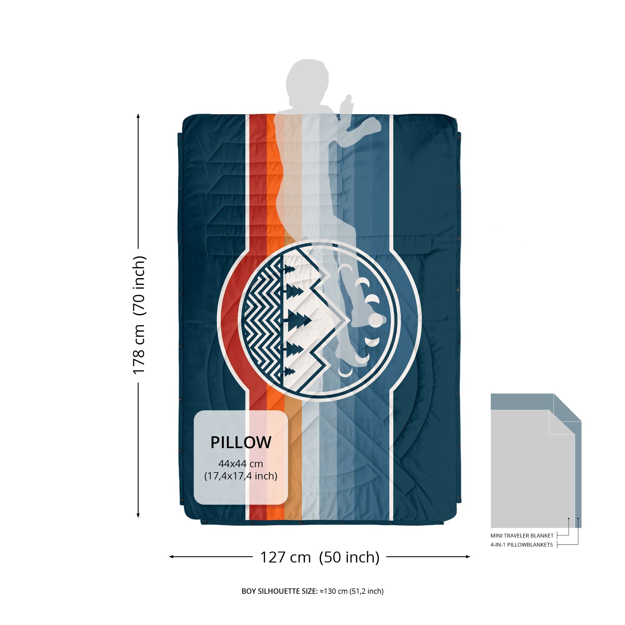 Mini Traveler Blanket - Wavecheck | VOITED Kids Adventure 4-in-1