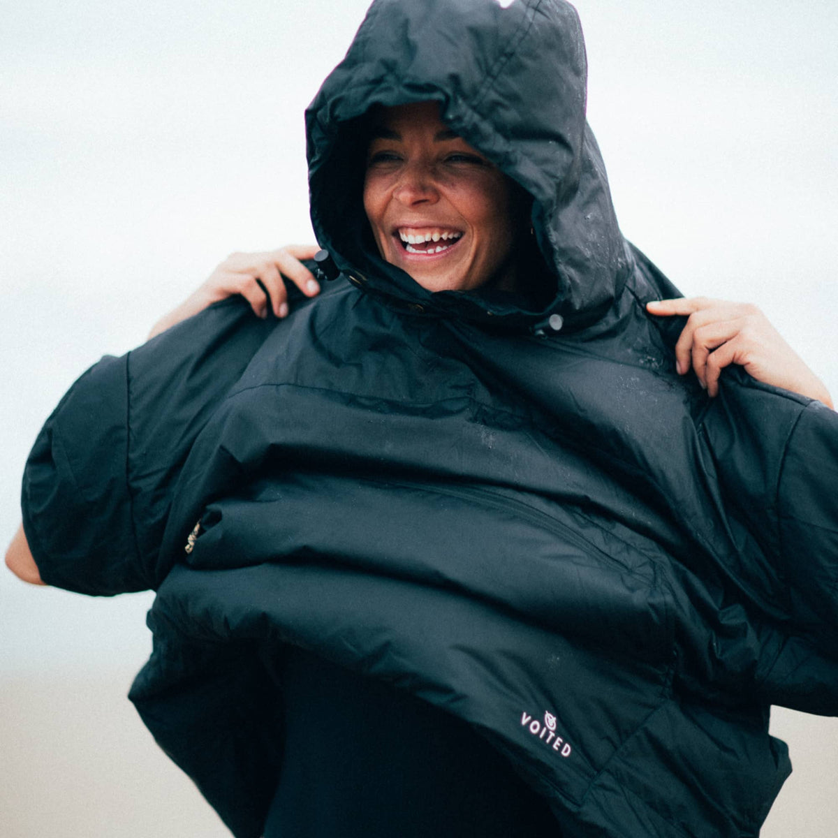 VOITED Outdoor Poncho for Surfing, Camping, Vanlife & Wild Swimming - Black