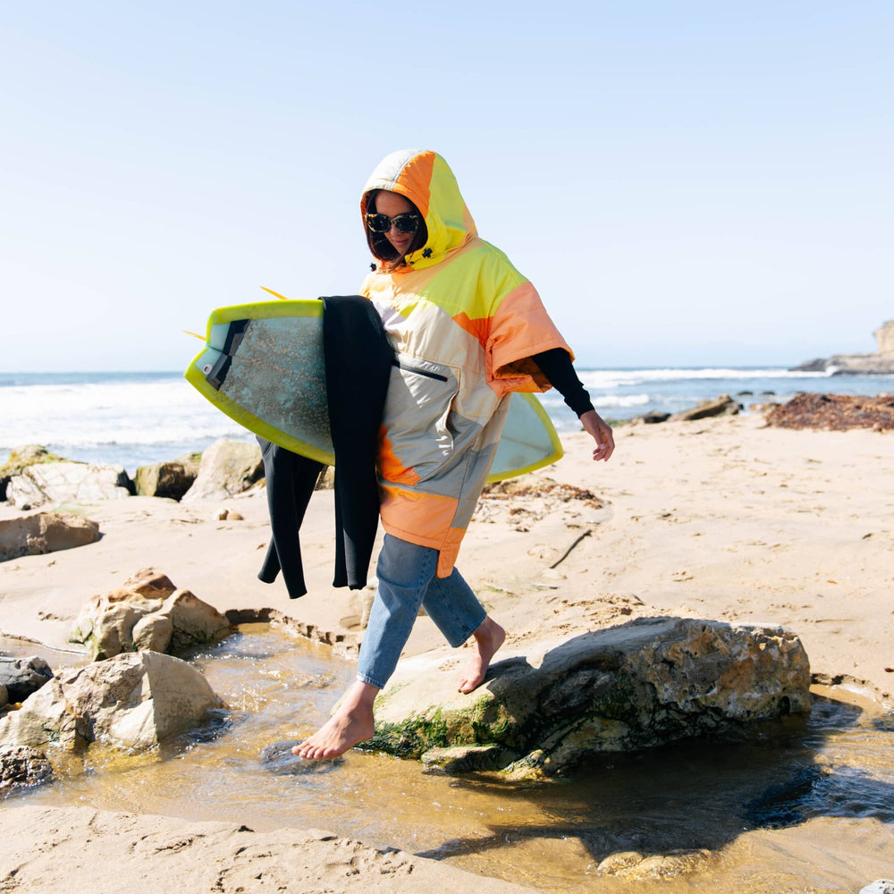 VOITED Surf Inspired Hooded Poncho with a TowelLike Inside Sunscape