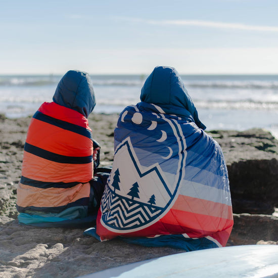 VOITED Compact & Versatile Travel Blanket with Hoodie Camp Vibes Two